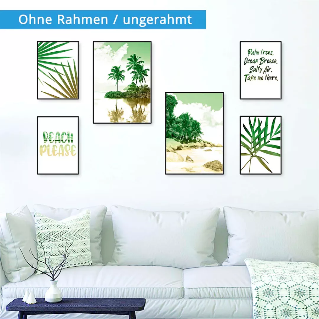 Artland Poster "Palmen, Strand & Meer", Bäume, (6 St.), Poster, Wandbild, B günstig online kaufen