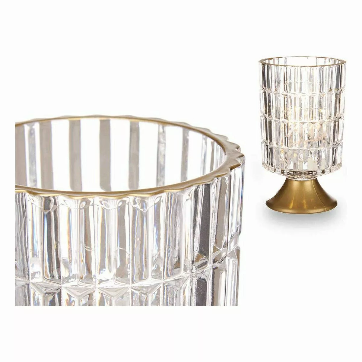 Led-laterne Metall Golden Durchsichtig Glas (10,7 X 18 X 10,7 Cm) günstig online kaufen