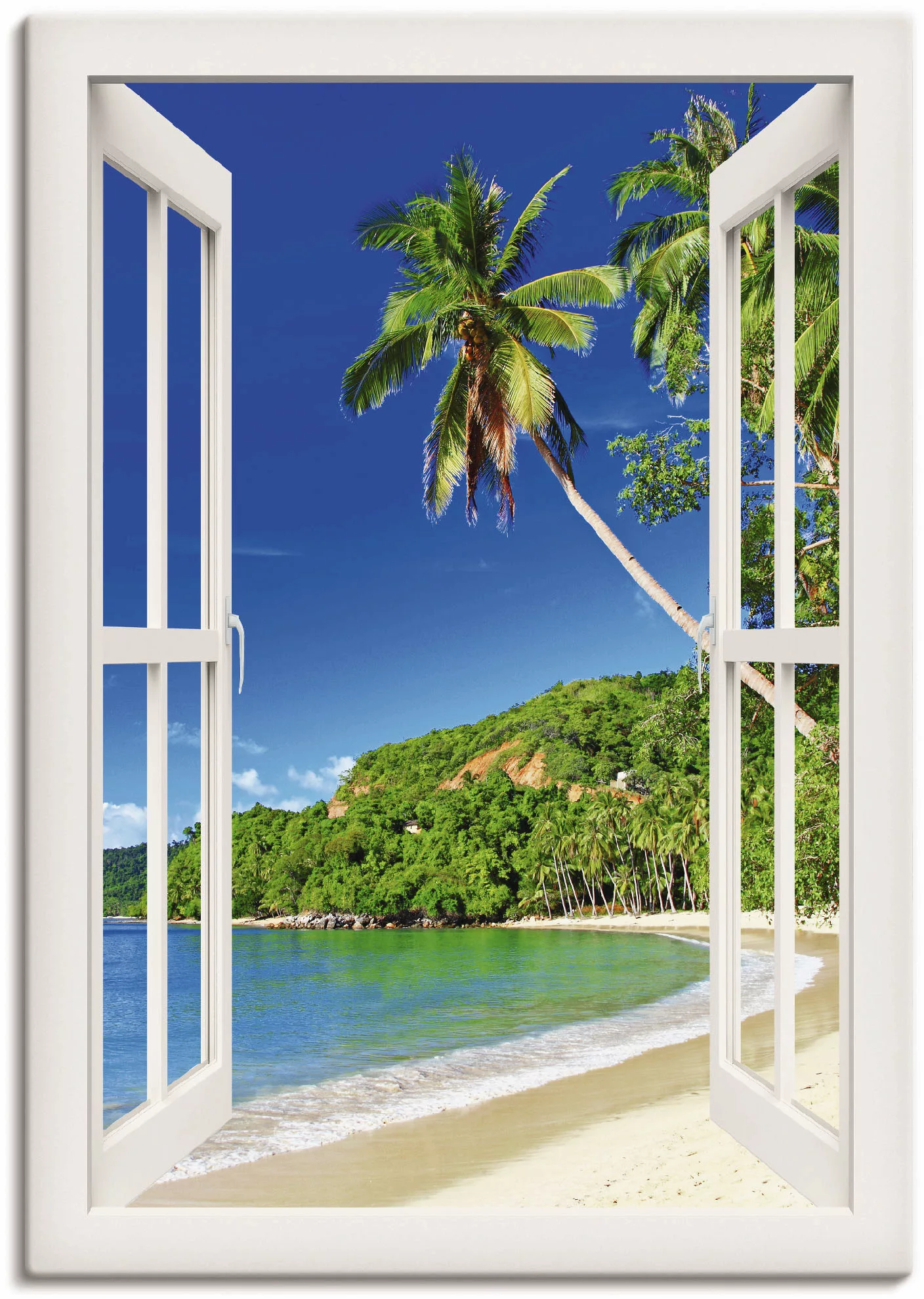 Artland Wandbild »Fensterblick Paradies«, Fensterblick, (1 St.), als Leinwa günstig online kaufen