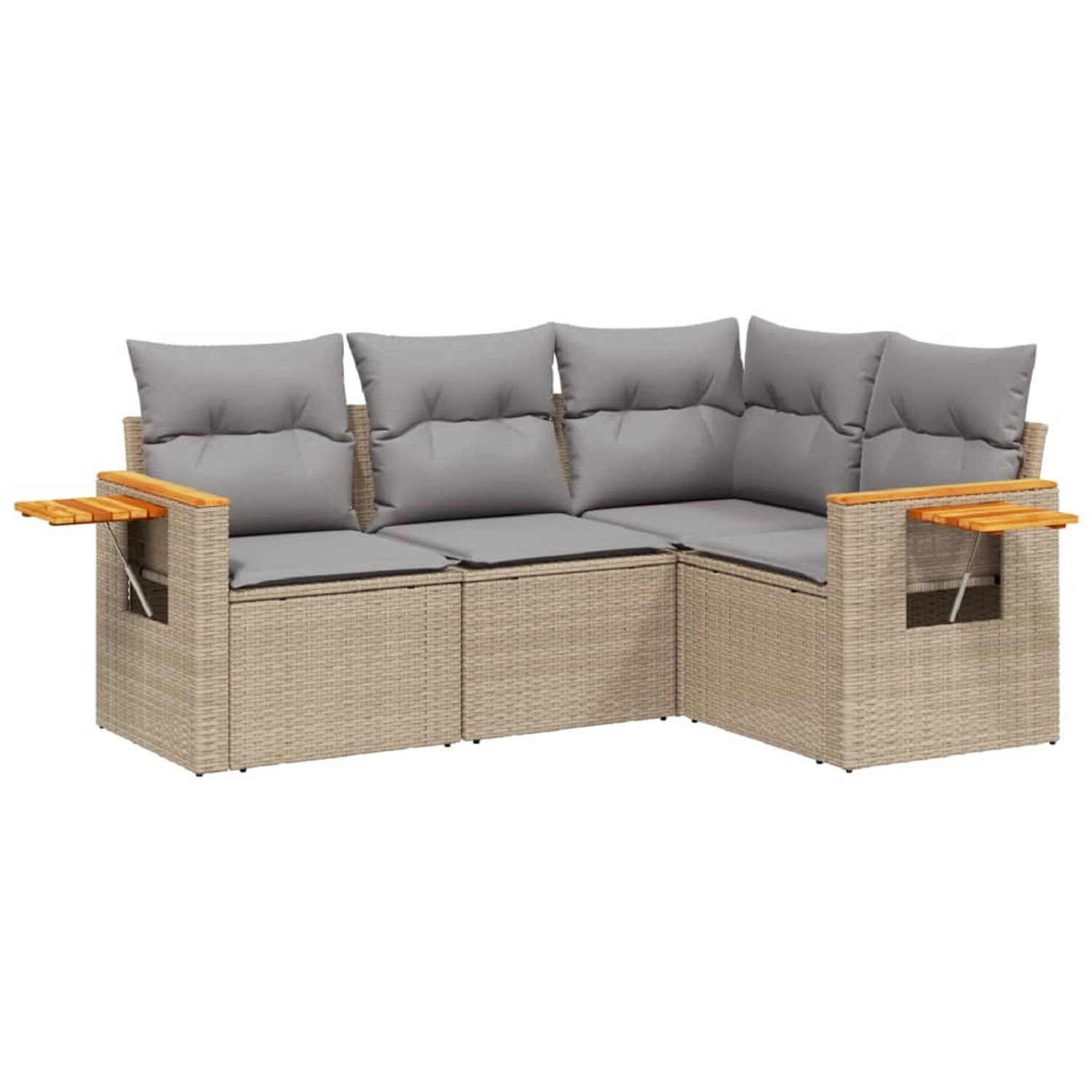 vidaXL 4-Tlg Garten-Sofagarnitur mit Kissen Beige Poly Rattan 3226773 günstig online kaufen