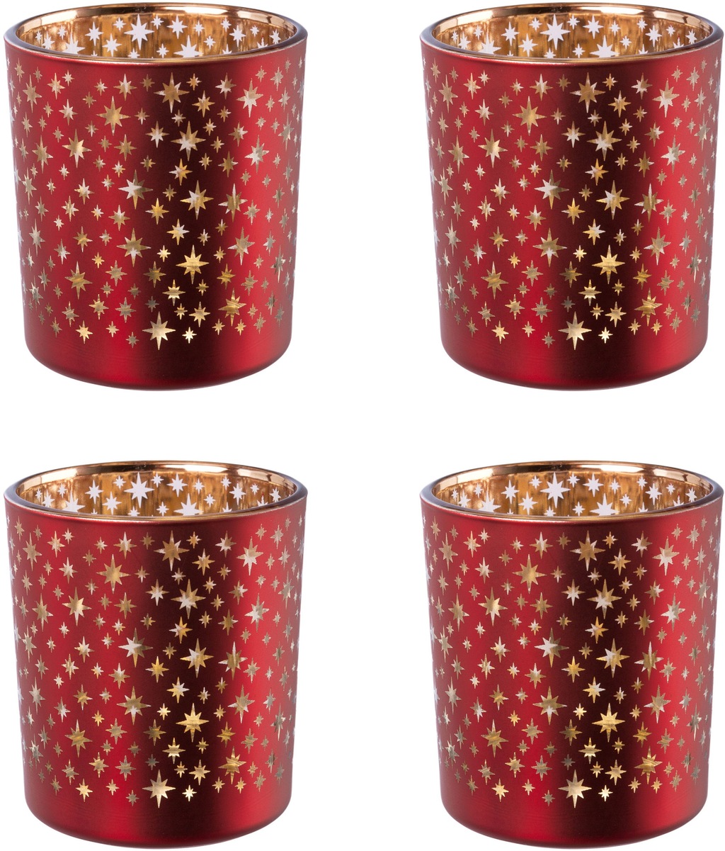 Creativ deco Teelichthalter "Weihnachtsdeko", (4 St.), mit goldfarbener Inn günstig online kaufen