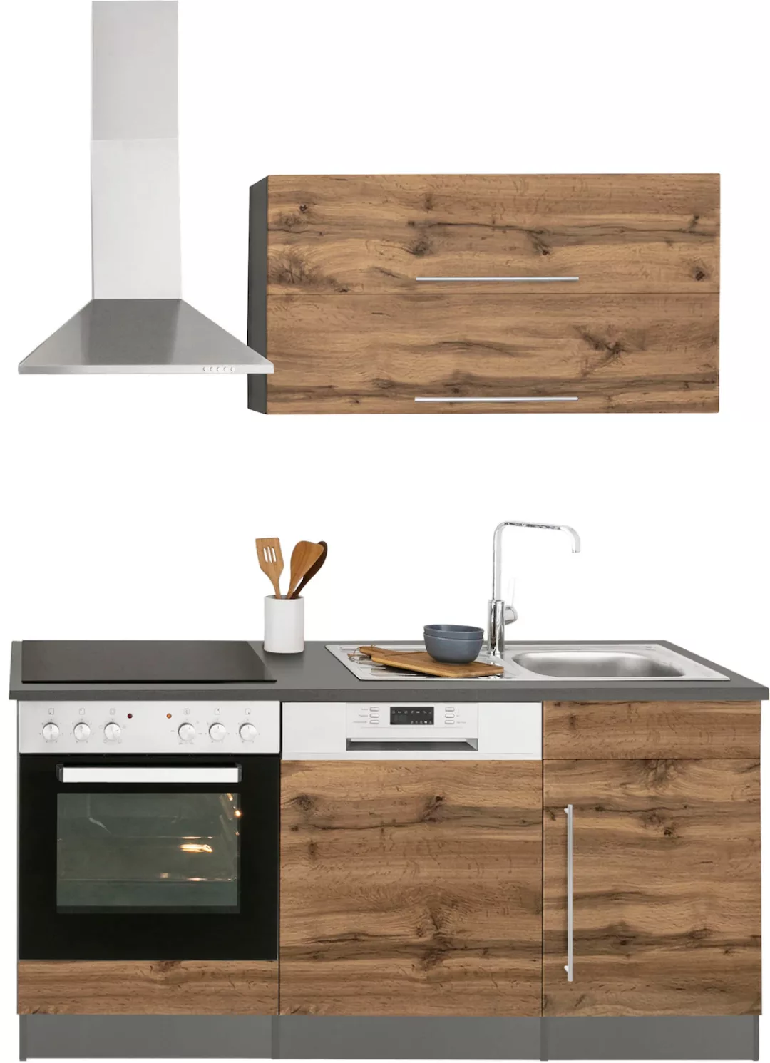 Kochstation Küchenzeile "KS-Samos", mit E-Geräten, Breite 170 cm günstig online kaufen
