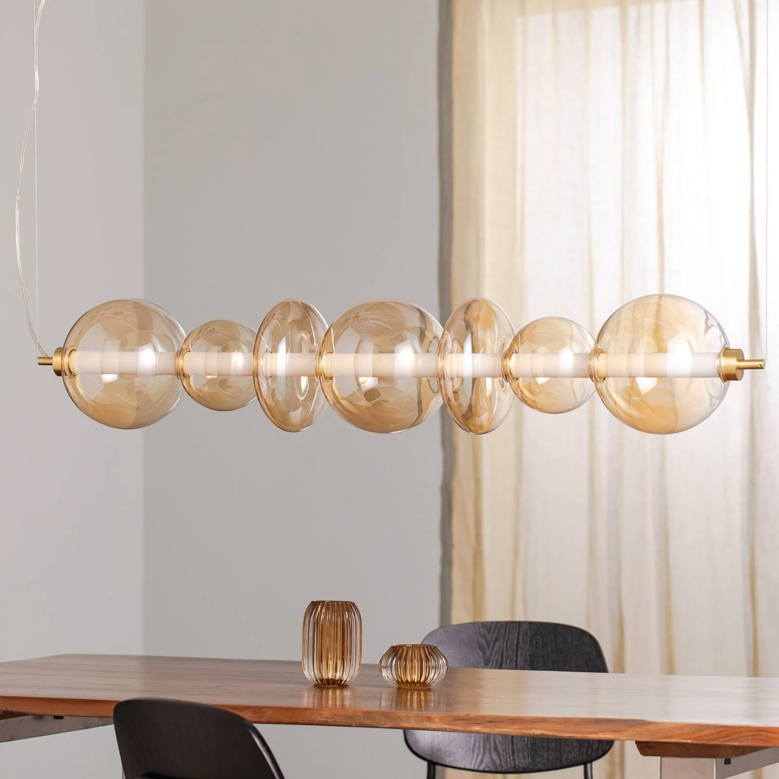 LED-Hängelampe Daphne, Glas amber-transparent, Länge 118 cm günstig online kaufen