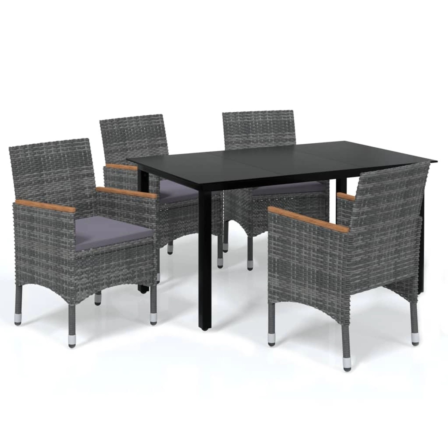 vidaXL 5-tlg Garten-Essgruppe mit Kissen Poly Rattan Grau Modell 13 günstig online kaufen