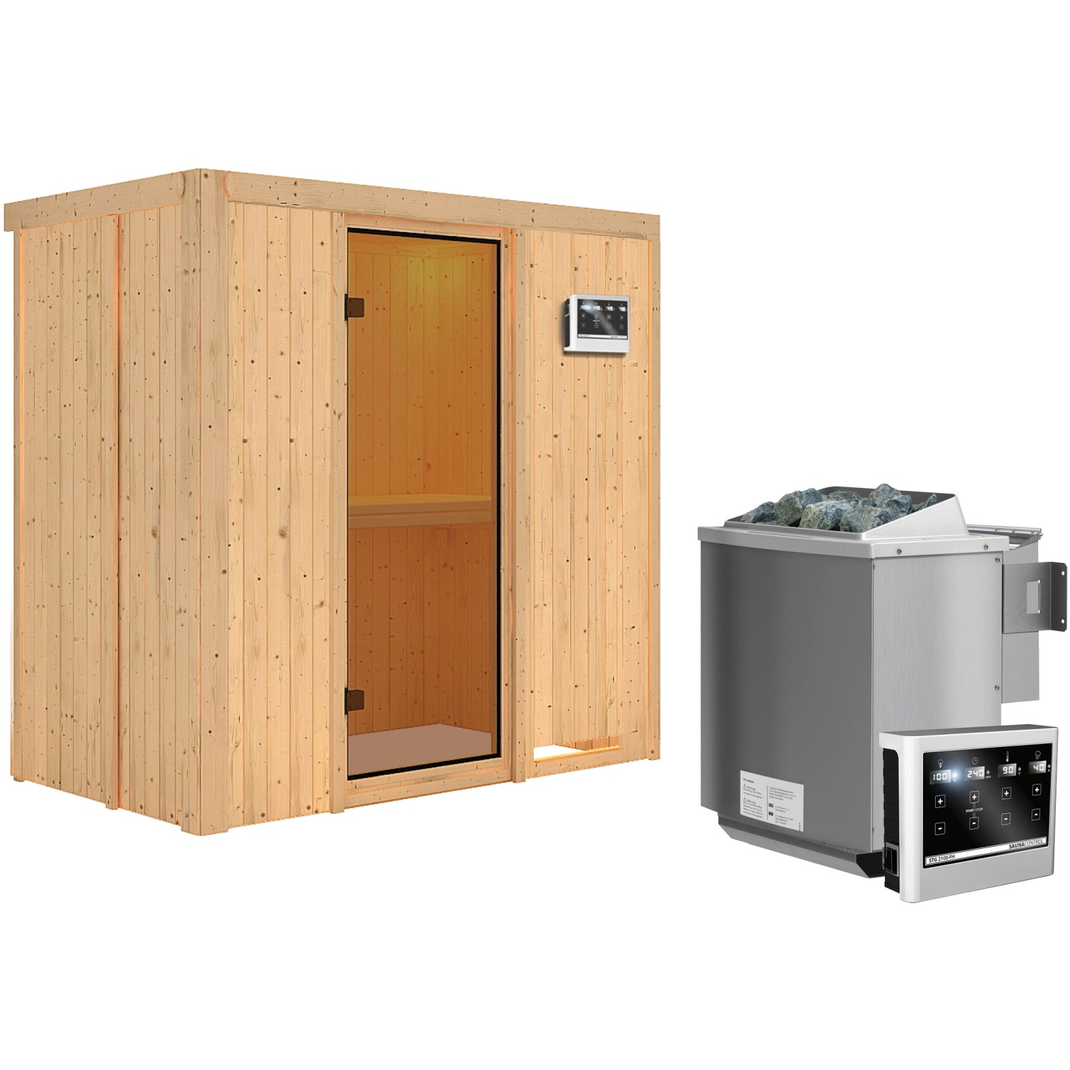 Karibu Sauna-Set Vera inkl. Bio-Ofen 9 kW mit ext. Steuerung günstig online kaufen