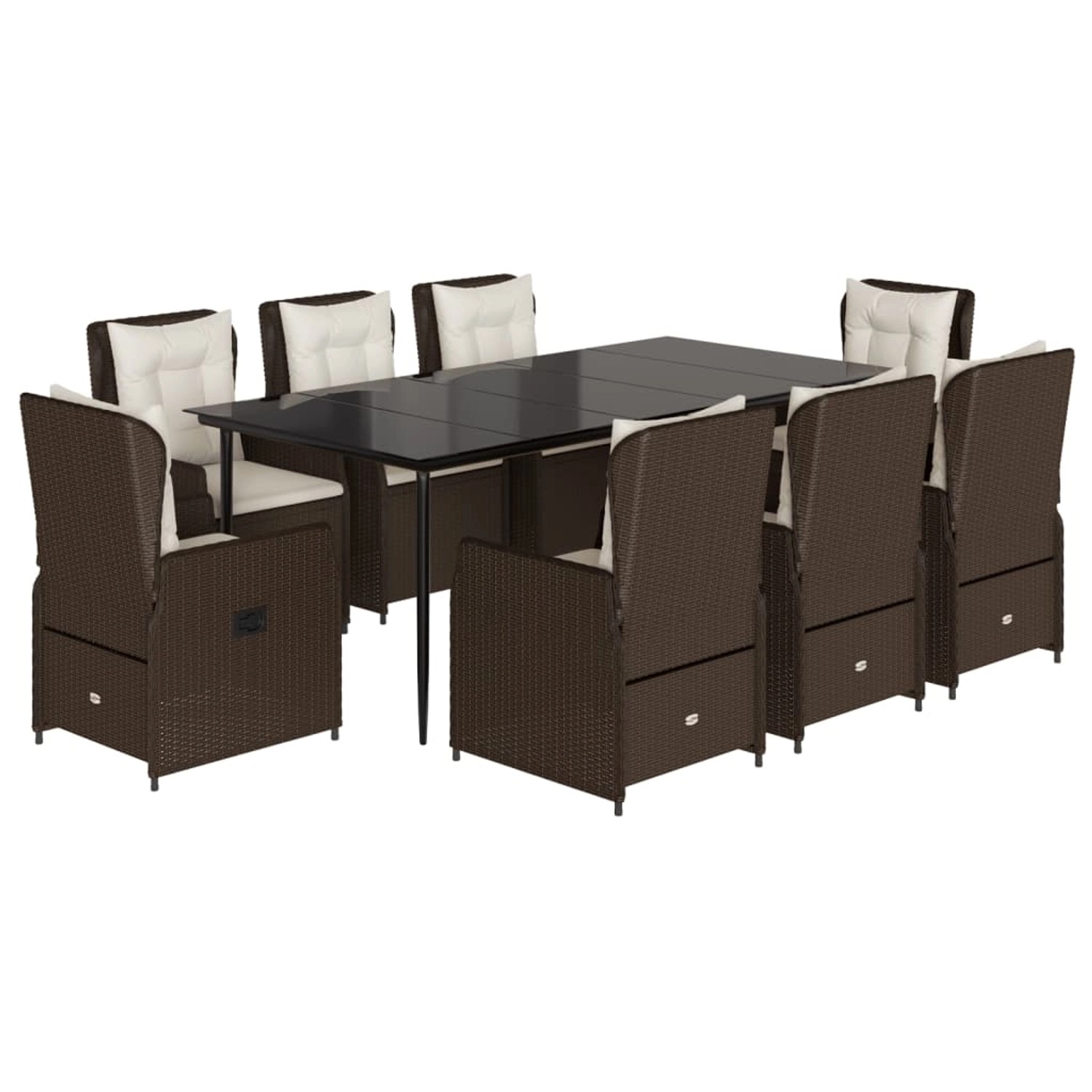 vidaXL 9-Tlg Garten-Essgruppe mit Kissen Braun Poly Rattan 3262846 günstig online kaufen