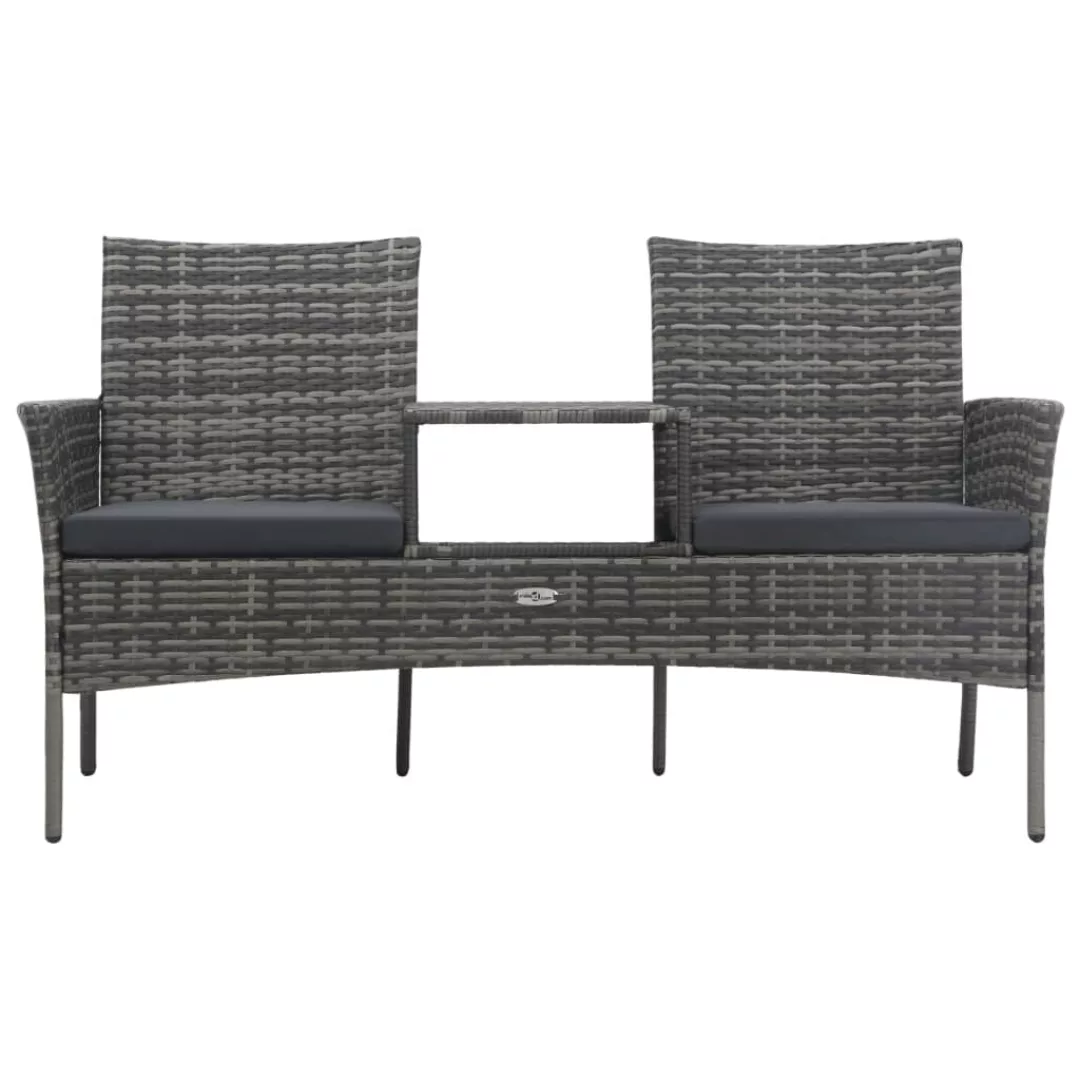 2-sitzer-gartensofa Mit Teetisch Poly Rattan Anthrazit günstig online kaufen