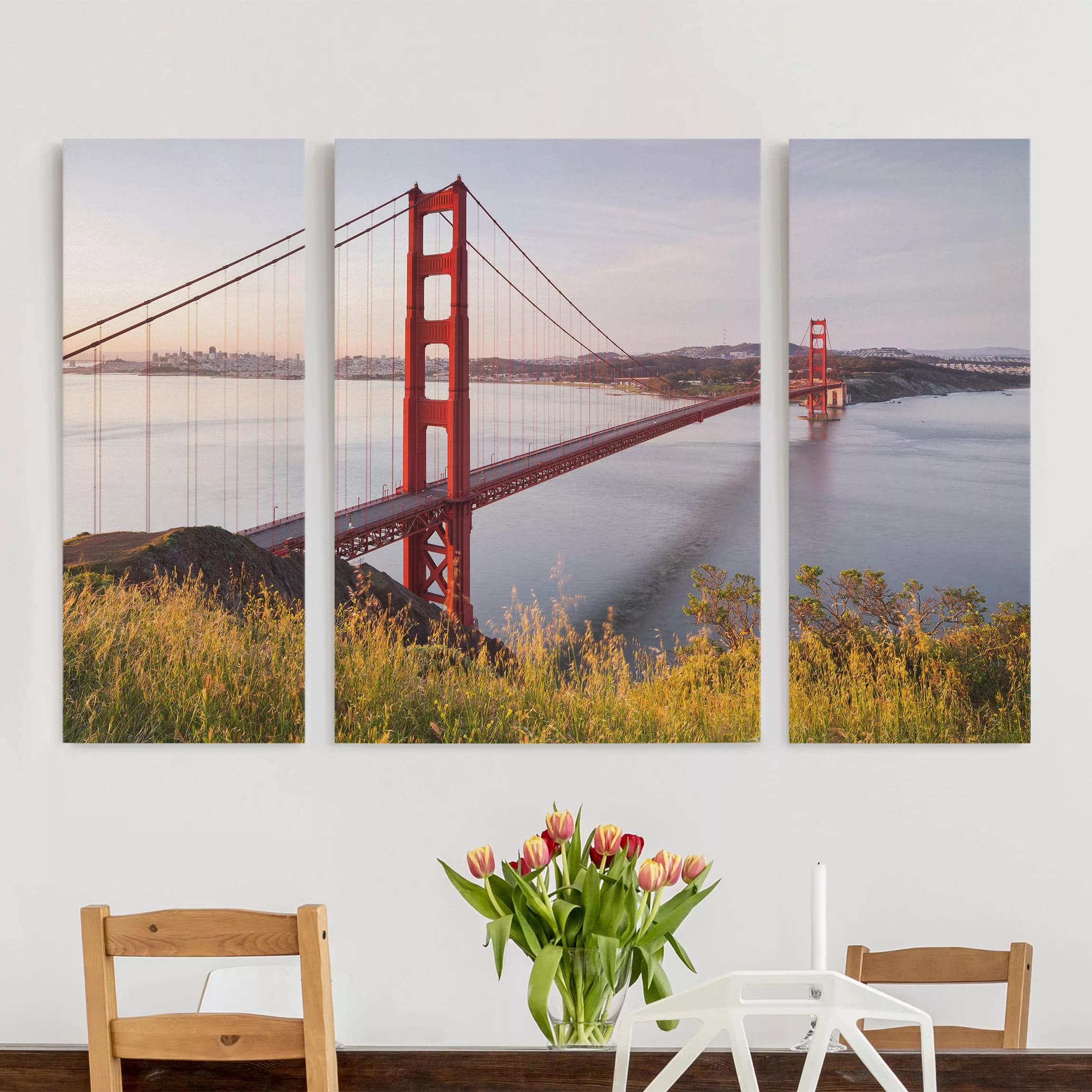 3-teiliges Leinwandbild Architektur & Skyline Golden Gate Bridge in San Fra günstig online kaufen