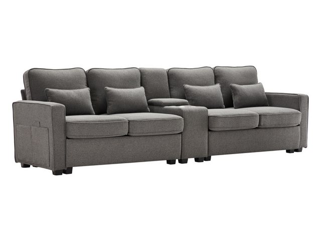 SeedWave Big-Sofa 4-Sitzer Sofa mit Konsole, Big Sofa breite 260 cm, Leinen günstig online kaufen