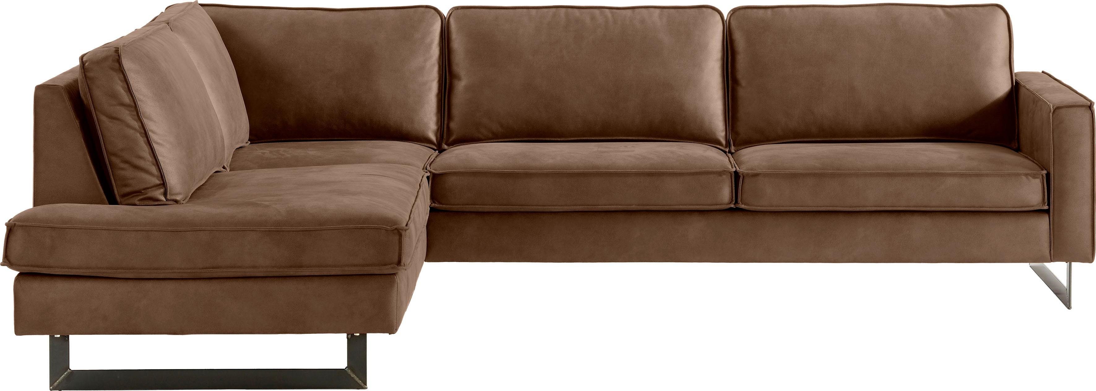 Places of Style Ecksofa "Pinto, 290 cm, Cord, Chenille, Lederoptik, Ottoman günstig online kaufen