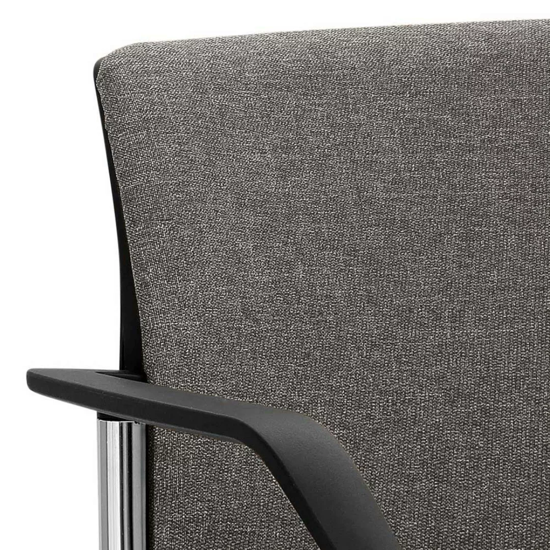 Stapelstuhl mit Armlehnen in Grau & Chromfarben 47 cm Sitzhöhe günstig online kaufen