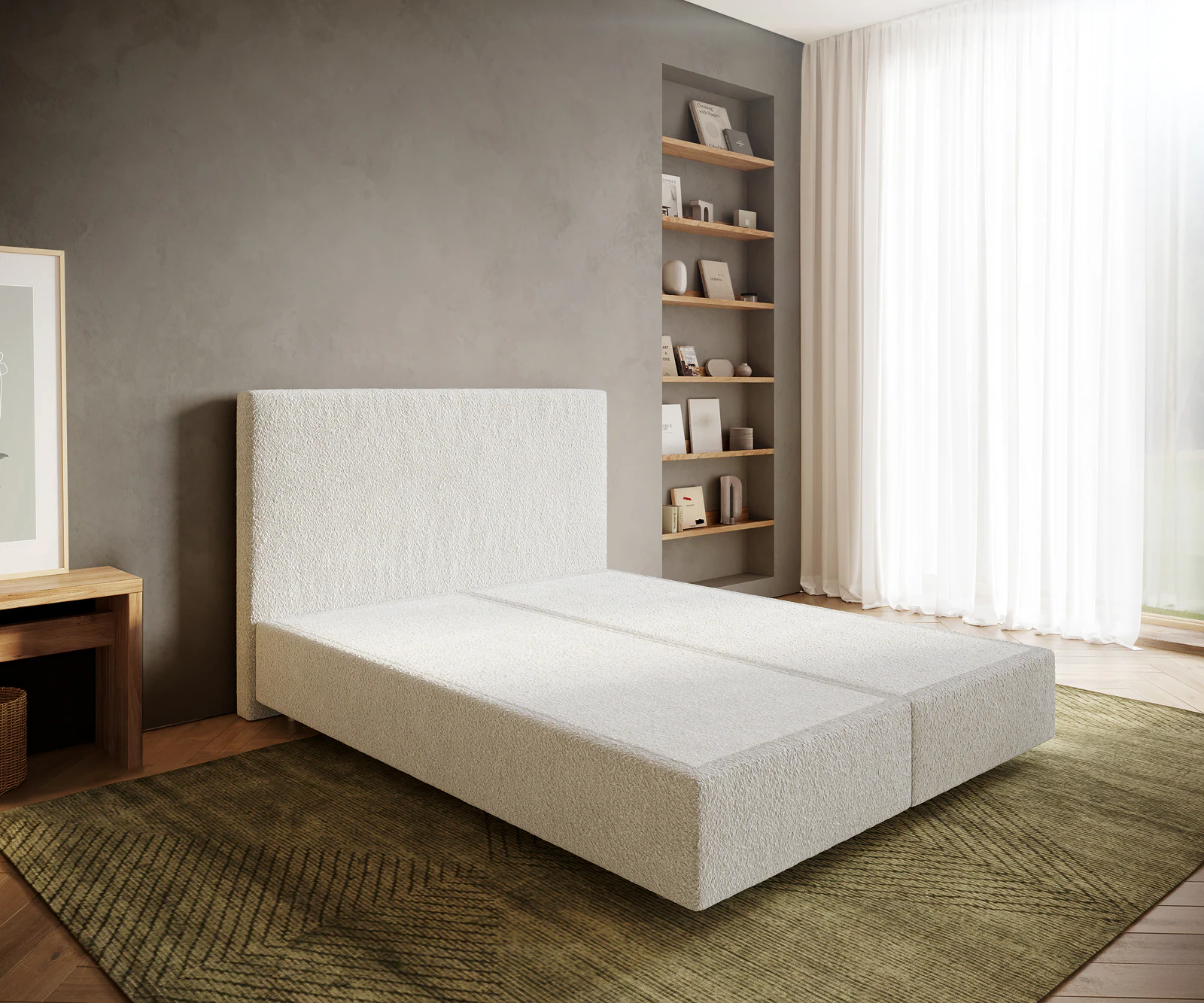 Boxspringgestell Dream-Well 160x200 cm Bouclé Creme-Weiß günstig online kaufen