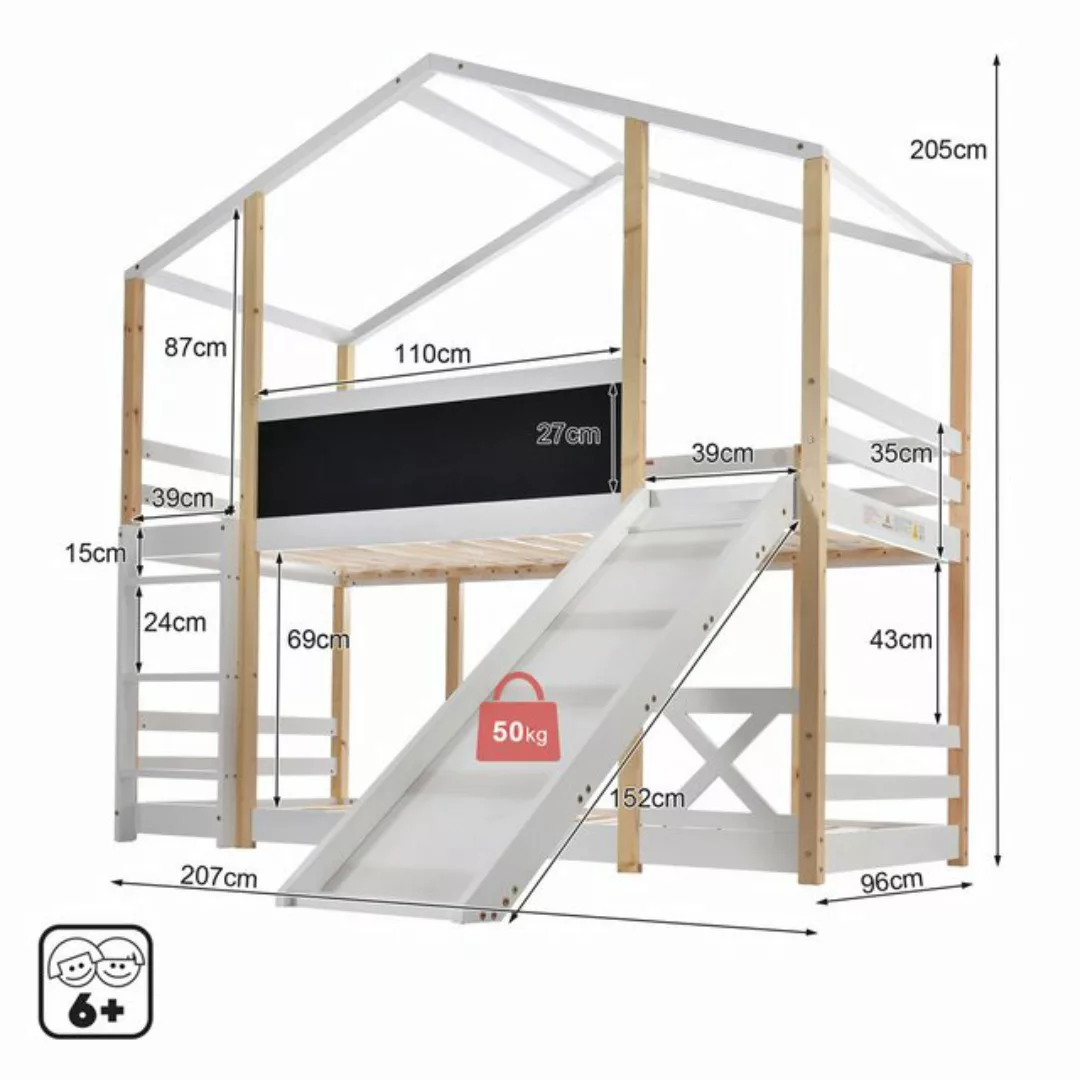 Loywe Etagenbett Kinderbett Hausbett 90x200cm Etagenbett für 2 Kinder, (set günstig online kaufen