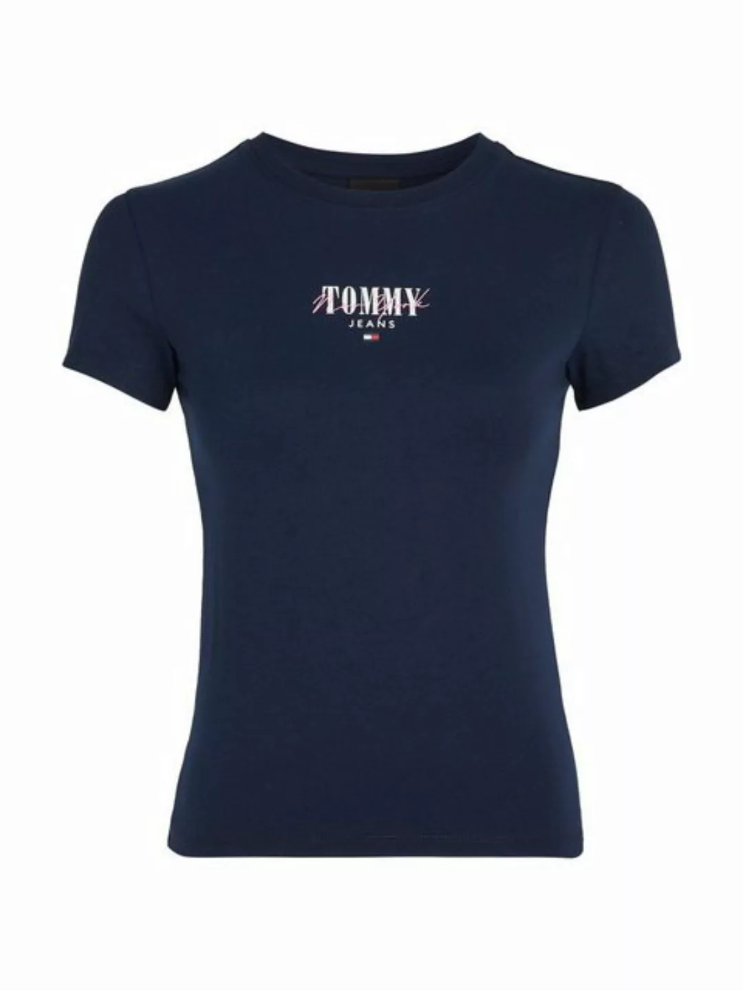 Tommy Jeans Rundhalsshirt Rib Slim Essential Logo Rippshirt, feines Jersey günstig online kaufen