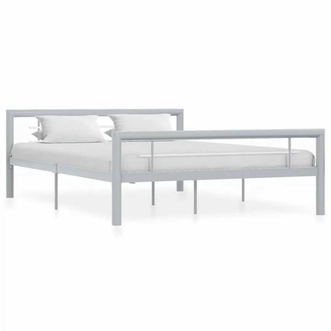 furnicato Bett Bettgestell Grau und Weiß Metall 120x200 cm günstig online kaufen