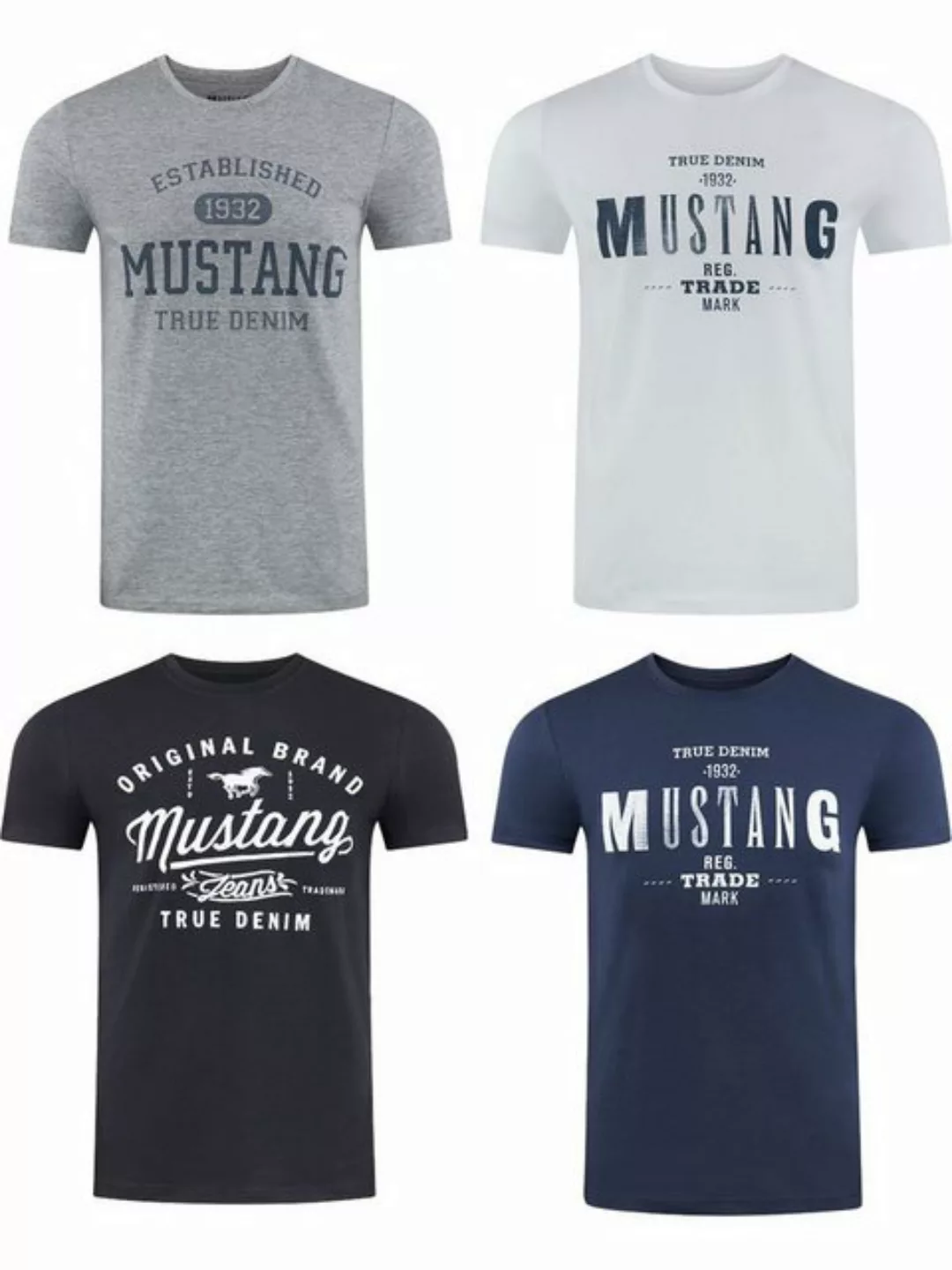 Mustang Herren T-Shirt Mustang Mehrfarbig Rundhals Regular Fit S bis 6XL 4e günstig online kaufen