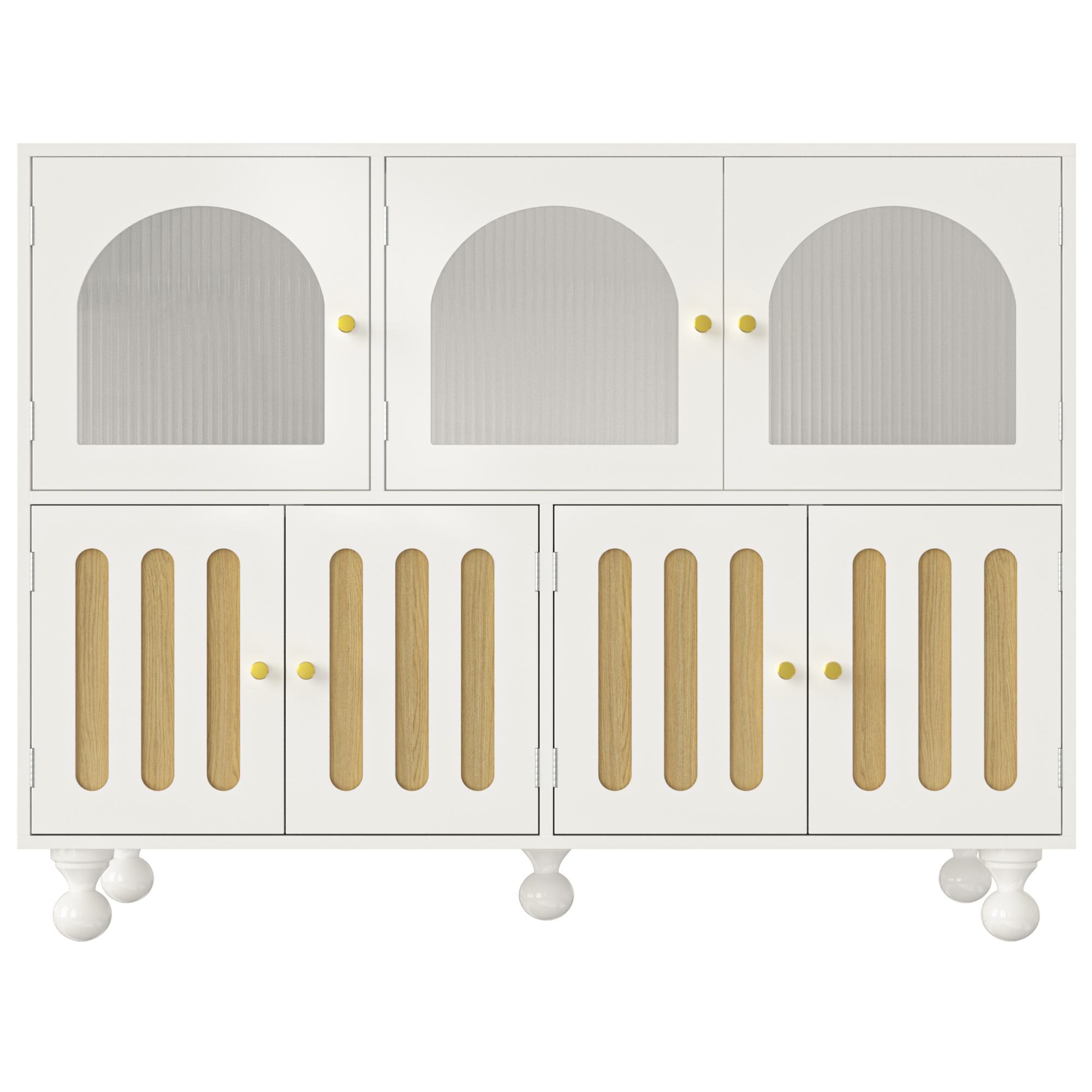 Modernes Sideboard mit Klaviertasten-Design, Runde Säulenbeine, 120×40×90 c günstig online kaufen