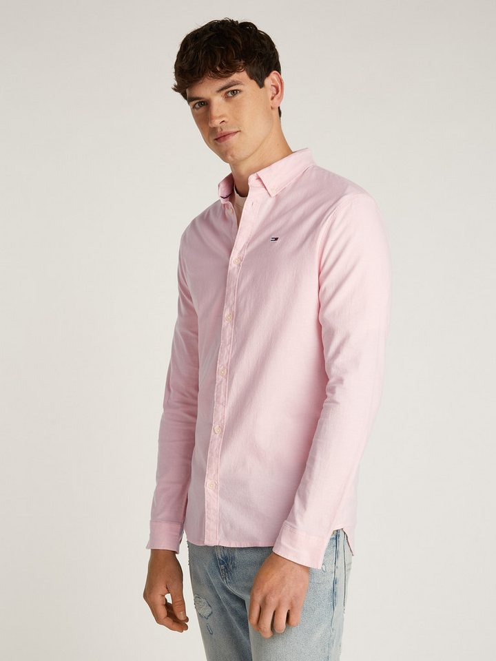 Tommy Jeans Langarmhemd TJM Slim Stretch Oxford Shirt mit Flaglabel auf der günstig online kaufen