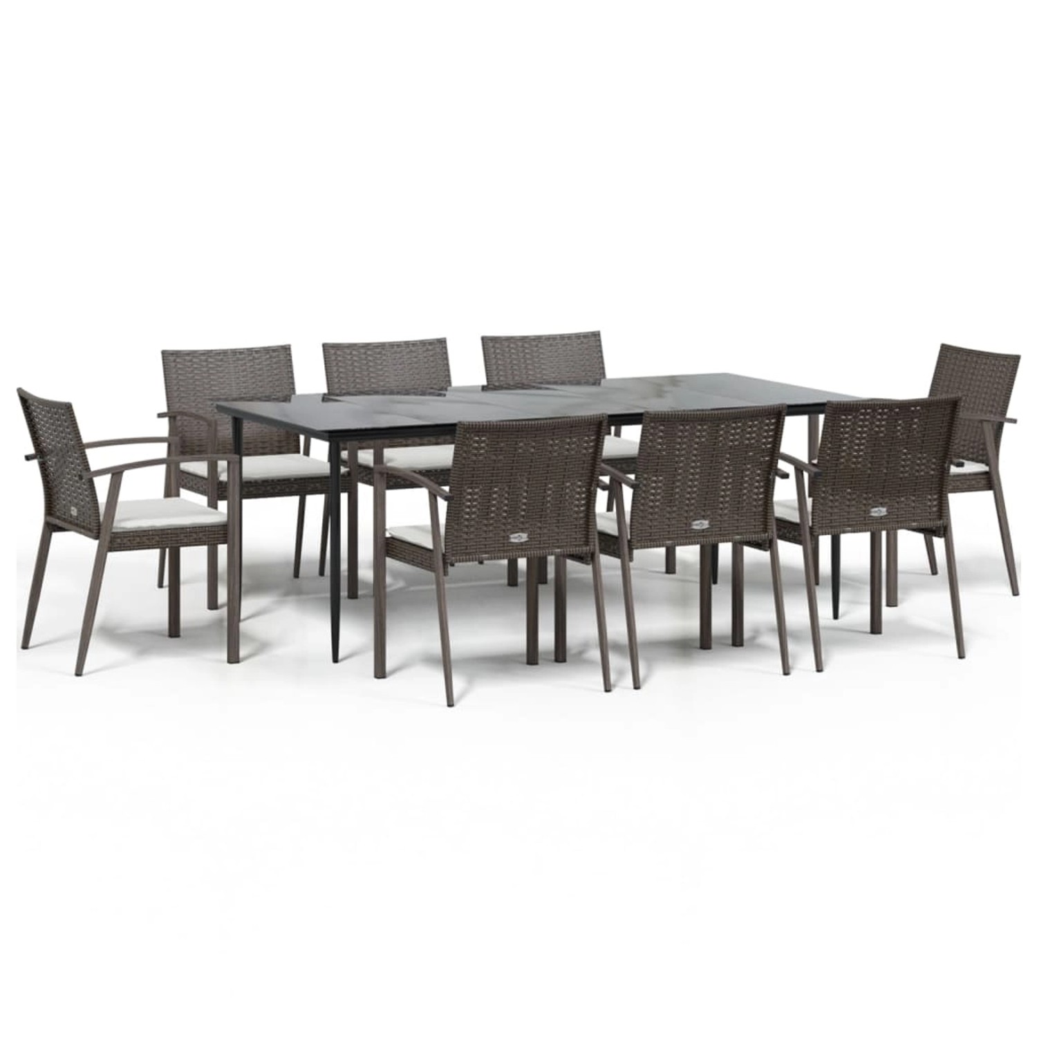 vidaXL 9-Tlg Garten-Essgruppe mit Kissen Poly Rattan und Stahl 3186982 günstig online kaufen