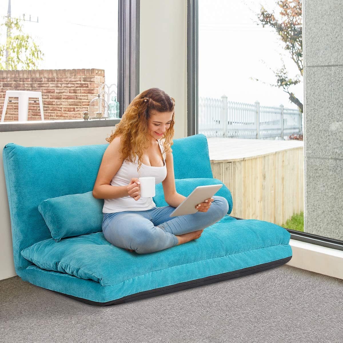 COSTWAY Schlafsofa, bettfunktion,verstellbare Rückenlehne,klappbar,Kissen günstig online kaufen