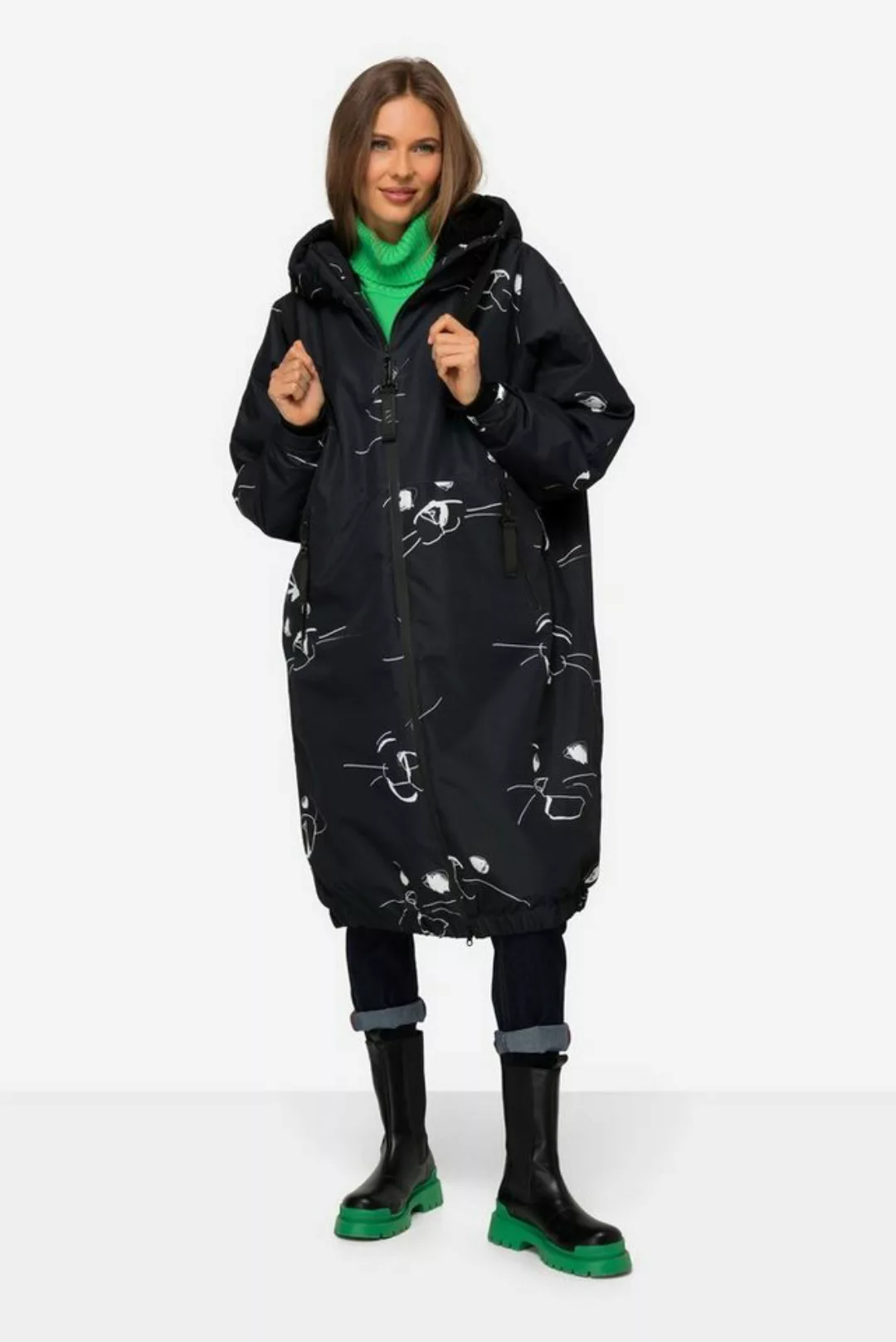 Laurasøn Wintermantel Funktions-Jacke oversized maritimer Allover-Print günstig online kaufen