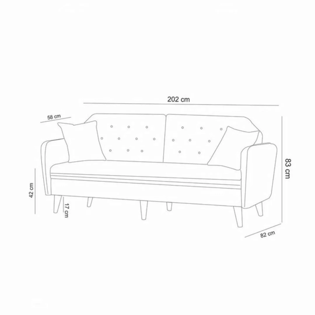 Skye Decor Sofa UNQ1363-3-Sitz-Sofa-Bett günstig online kaufen