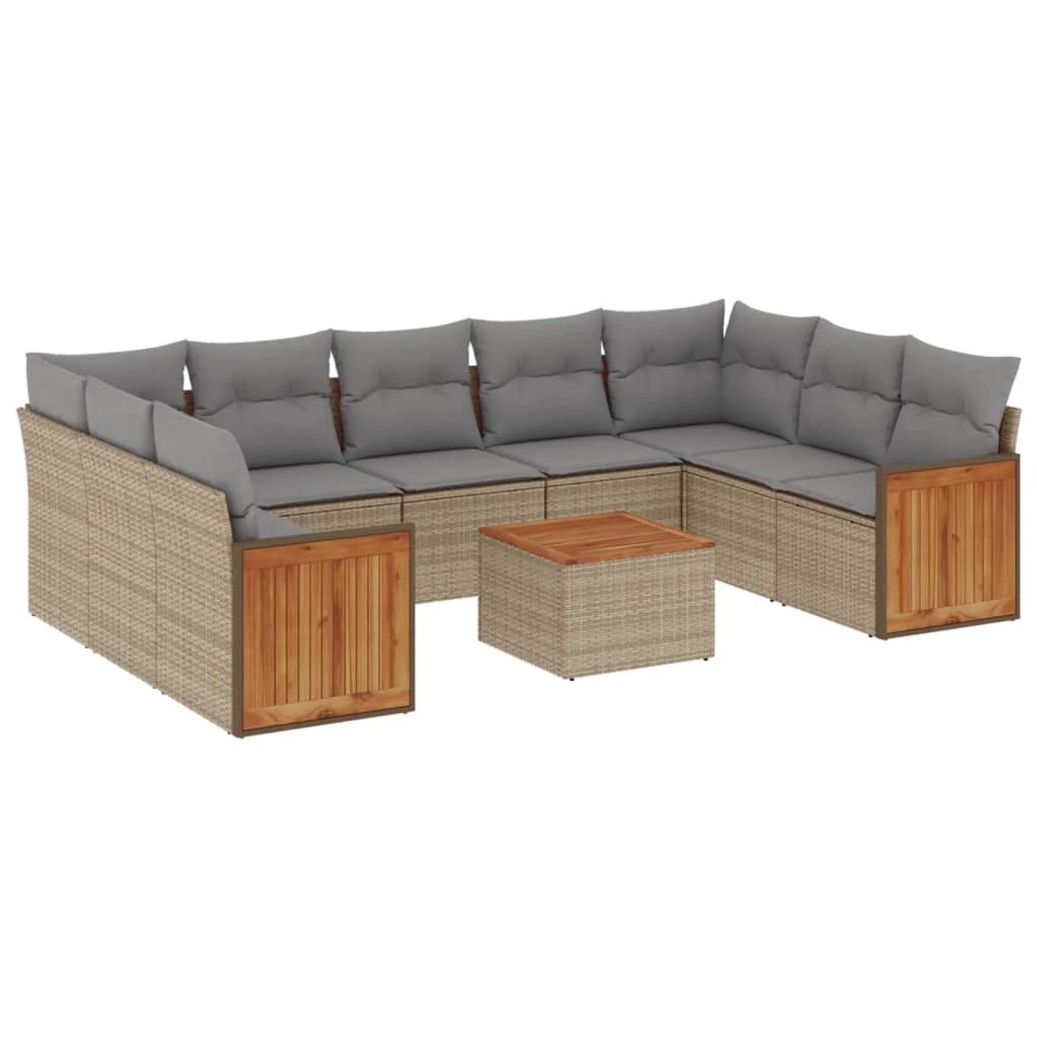 vidaXL 10-Tlg Garten-Sofagarnitur mit Kissen Beige Poly Rattan 3260365 günstig online kaufen