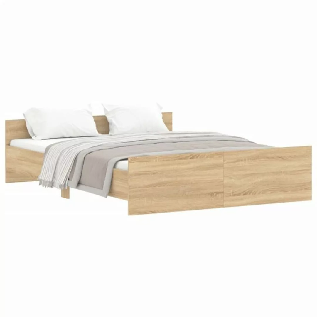 furnicato Bett Bettgestell mit Kopf- und Fußteil Sonoma-Eiche 150x200 cm günstig online kaufen