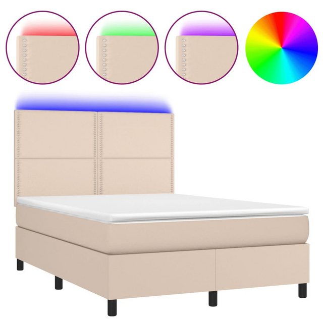 Vidaxl Boxspringbett Mit Matratze & Led Cappuccino-braun 140x200cm günstig online kaufen