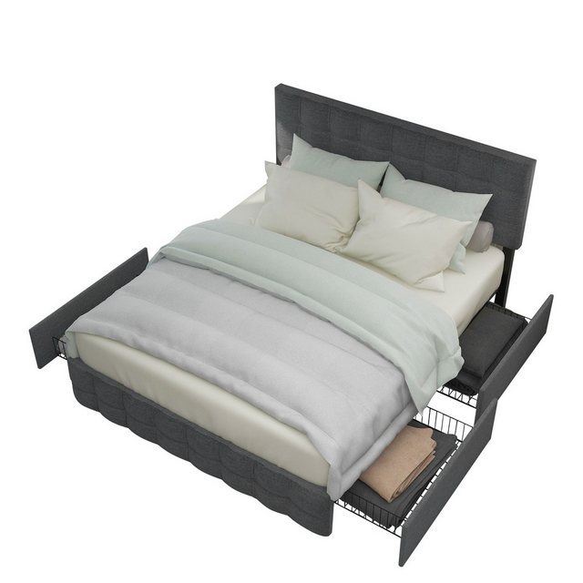 MODFU Polsterbett Doppelbett Bett Funktionsbett + 4 Schubladen ohne Matratz günstig online kaufen