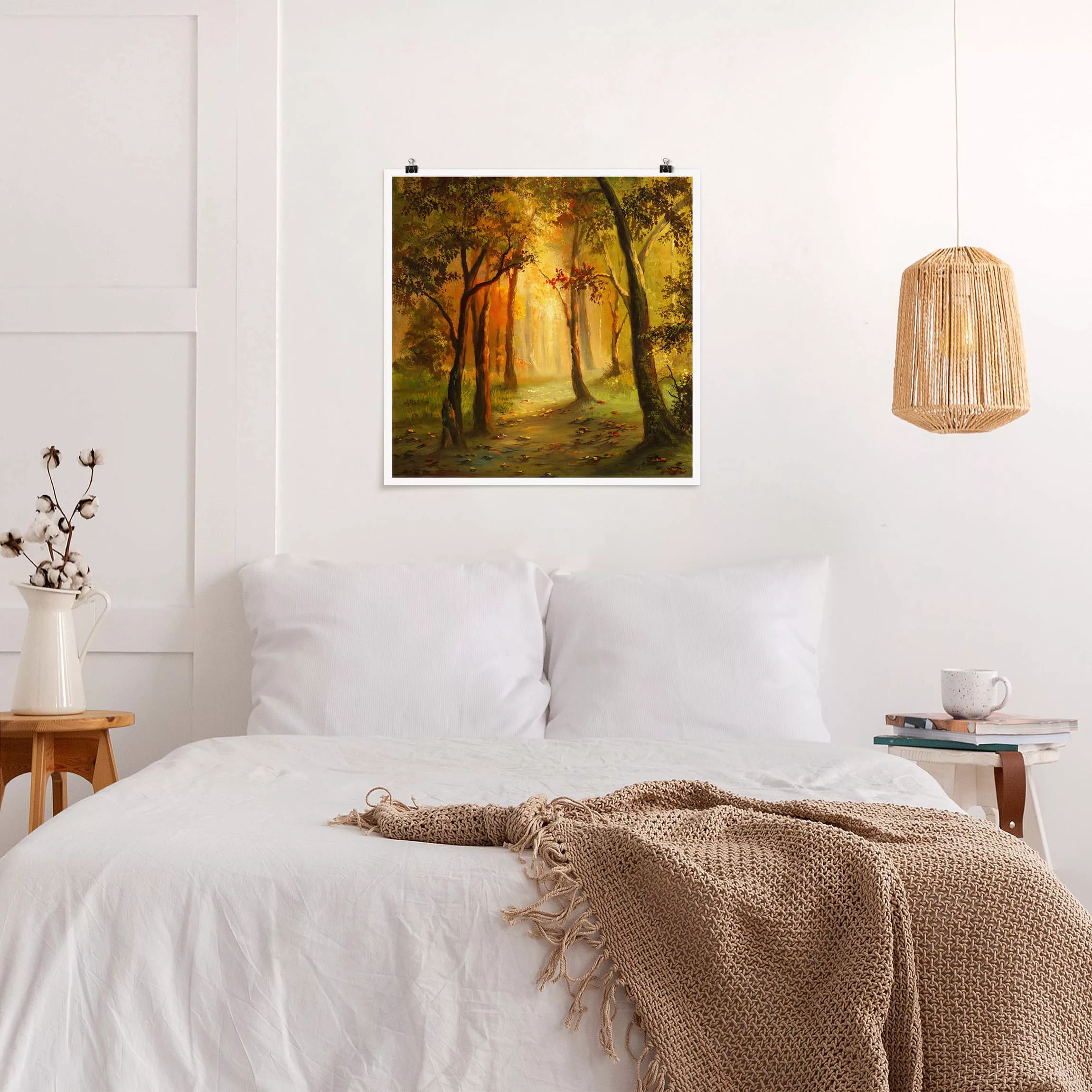 Poster Natur & Landschaft - Quadrat Gemälde einer Waldlichtung günstig online kaufen