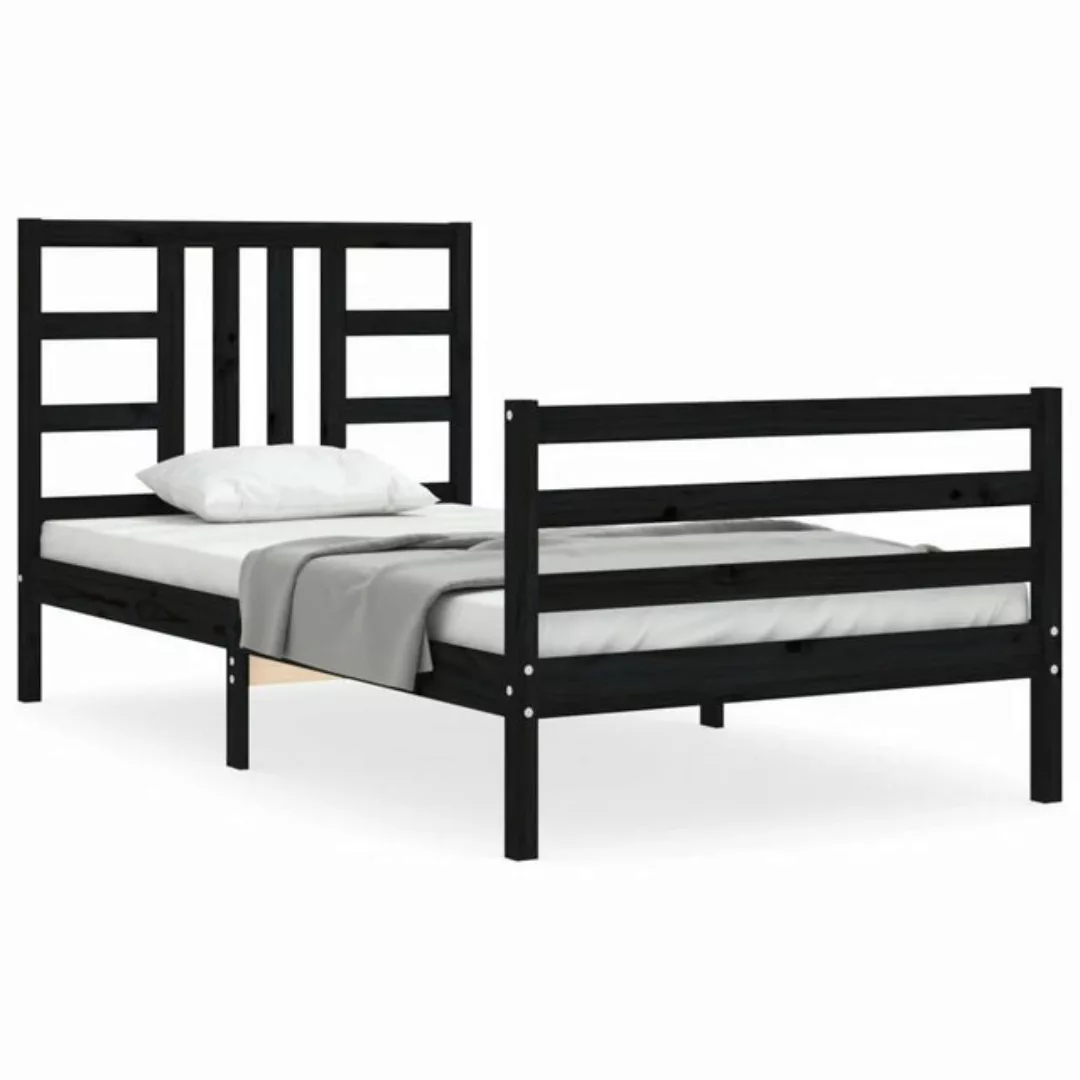furnicato Bett Massivholzbett mit Kopfteil Schwarz 90x200 cm günstig online kaufen