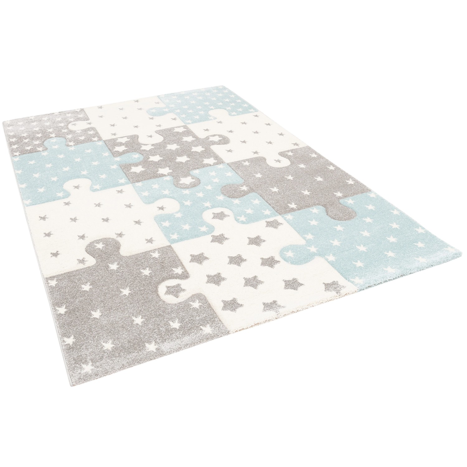 Pergamon Kinder Teppich Maui Kids Puzzle Karo Blau 120x170cm günstig online kaufen