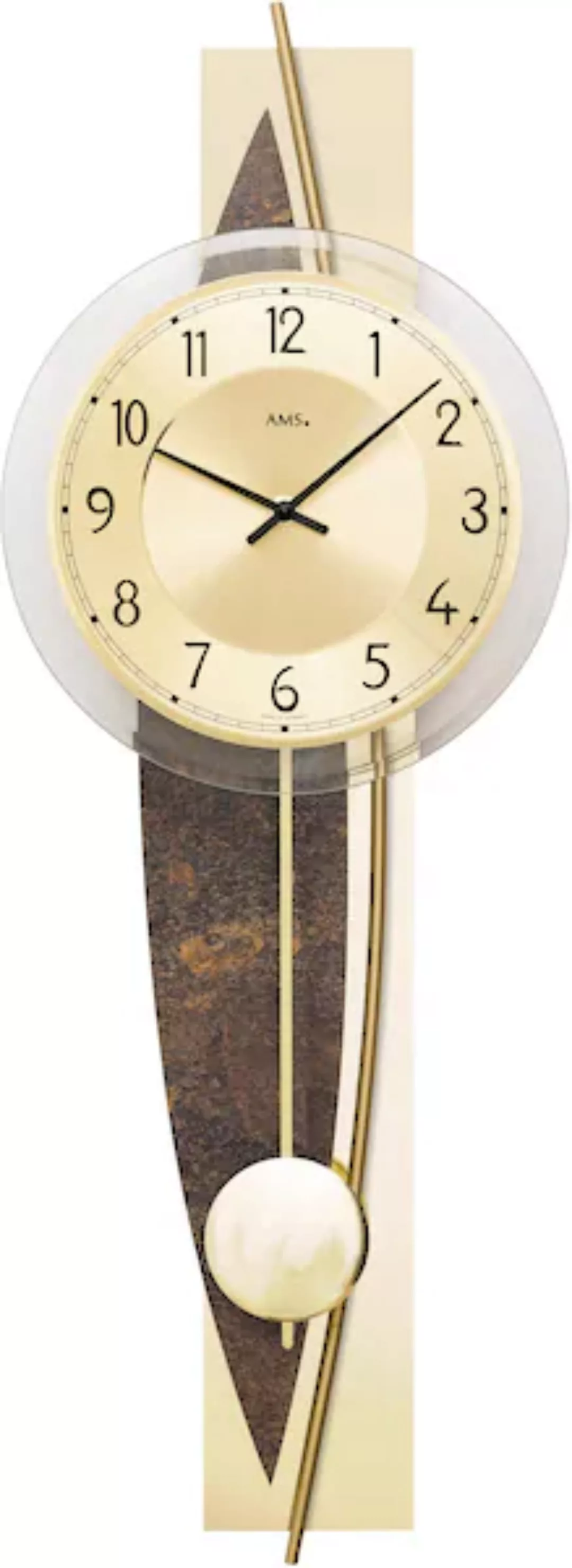 AMS Pendelwanduhr »W7453«, Quarzuhr, Holz-/Messinggehäuse,Esszimmer,Wohnzim günstig online kaufen