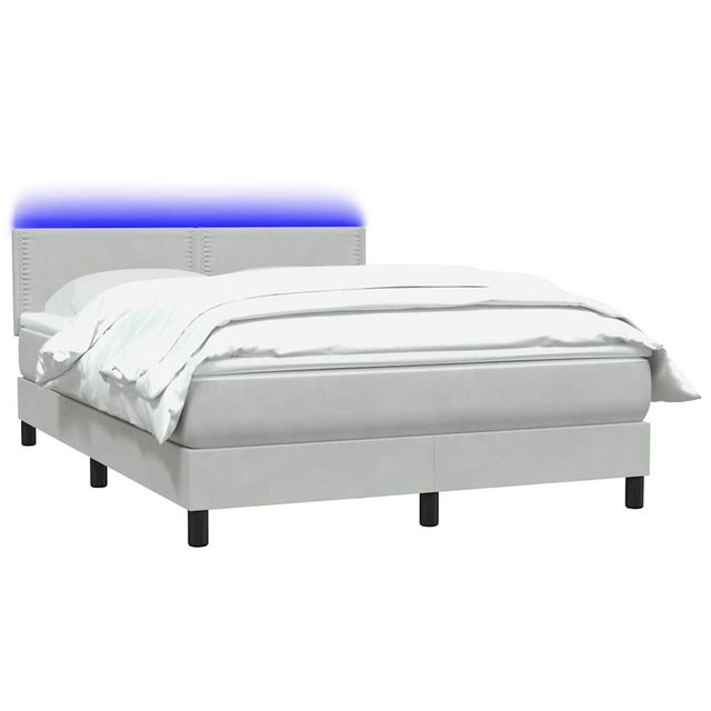 vidaXL Bett Boxspringbett mit Matratze Hellgrau 160x220 cm Samt günstig online kaufen