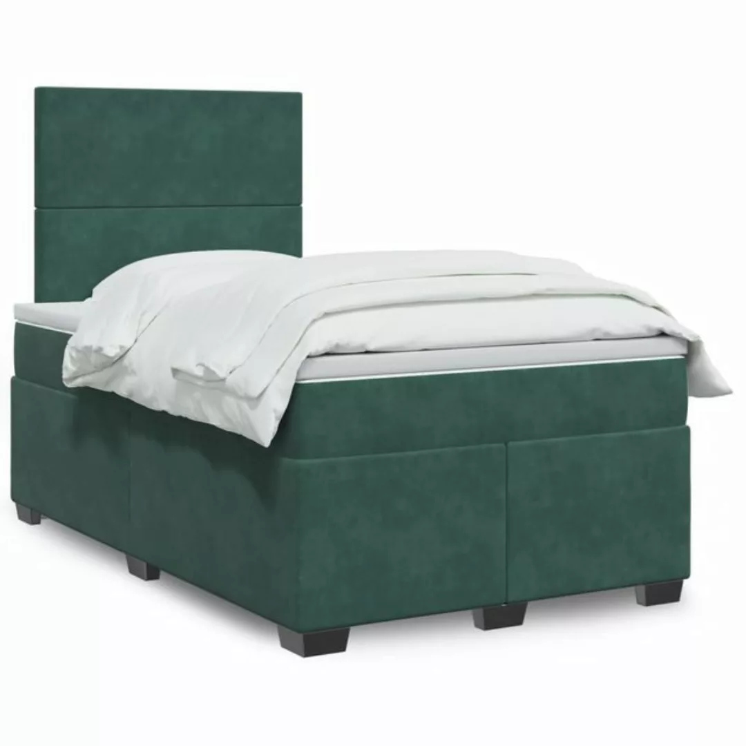 furnicato Bettgestell Boxspringbett mit Matratze Dunkelgrün 120x190 cm Samt günstig online kaufen