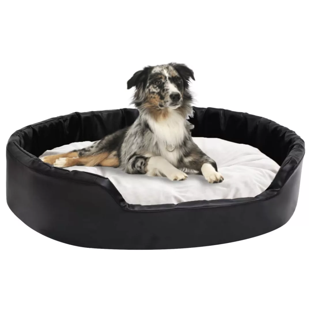 Hundebett Schwarz-beige 90x79x20 Cm Plüsch Und Kunstleder günstig online kaufen