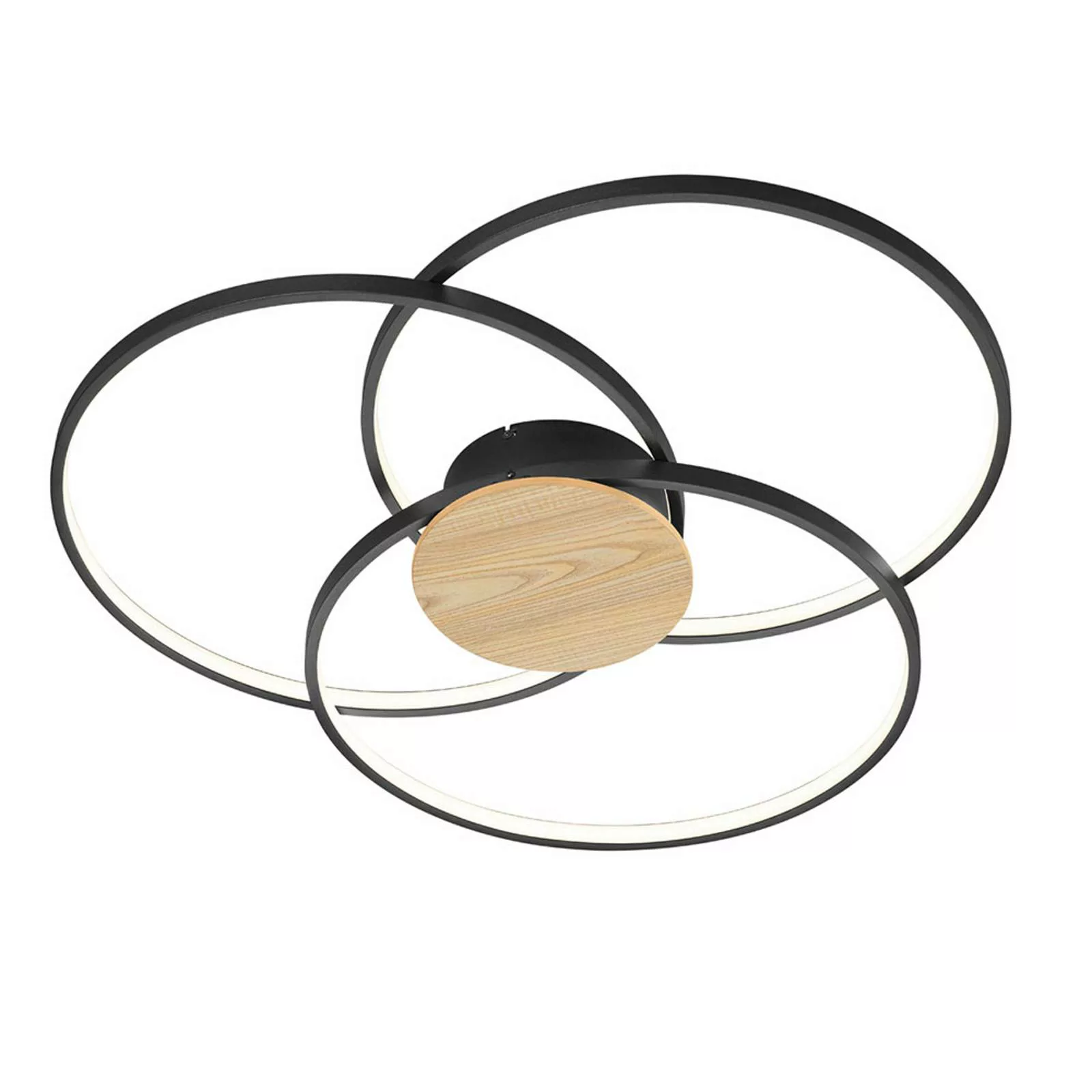 LED-Deckenlampe Sedona mit Holzdetail schwarz matt günstig online kaufen