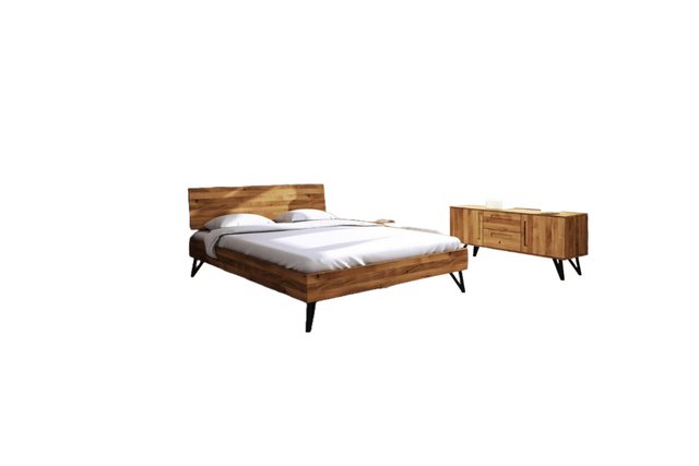 Natur24 Einzelbett Bett Rolo 2 Sonderlänge 160x220 Wildeiche Holzkopfteil u günstig online kaufen