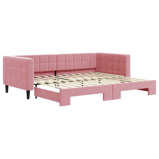 vidaXL Gästebett Gästebett Tagesbett Ausziehbar Rosa 90x200 cm Samt Bett Be günstig online kaufen