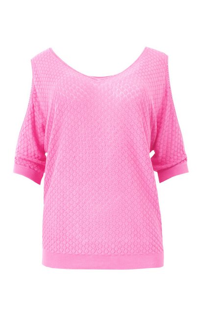 Passioni Kurzarmpullover in pink und transparent mit Swarovski Steinen günstig online kaufen