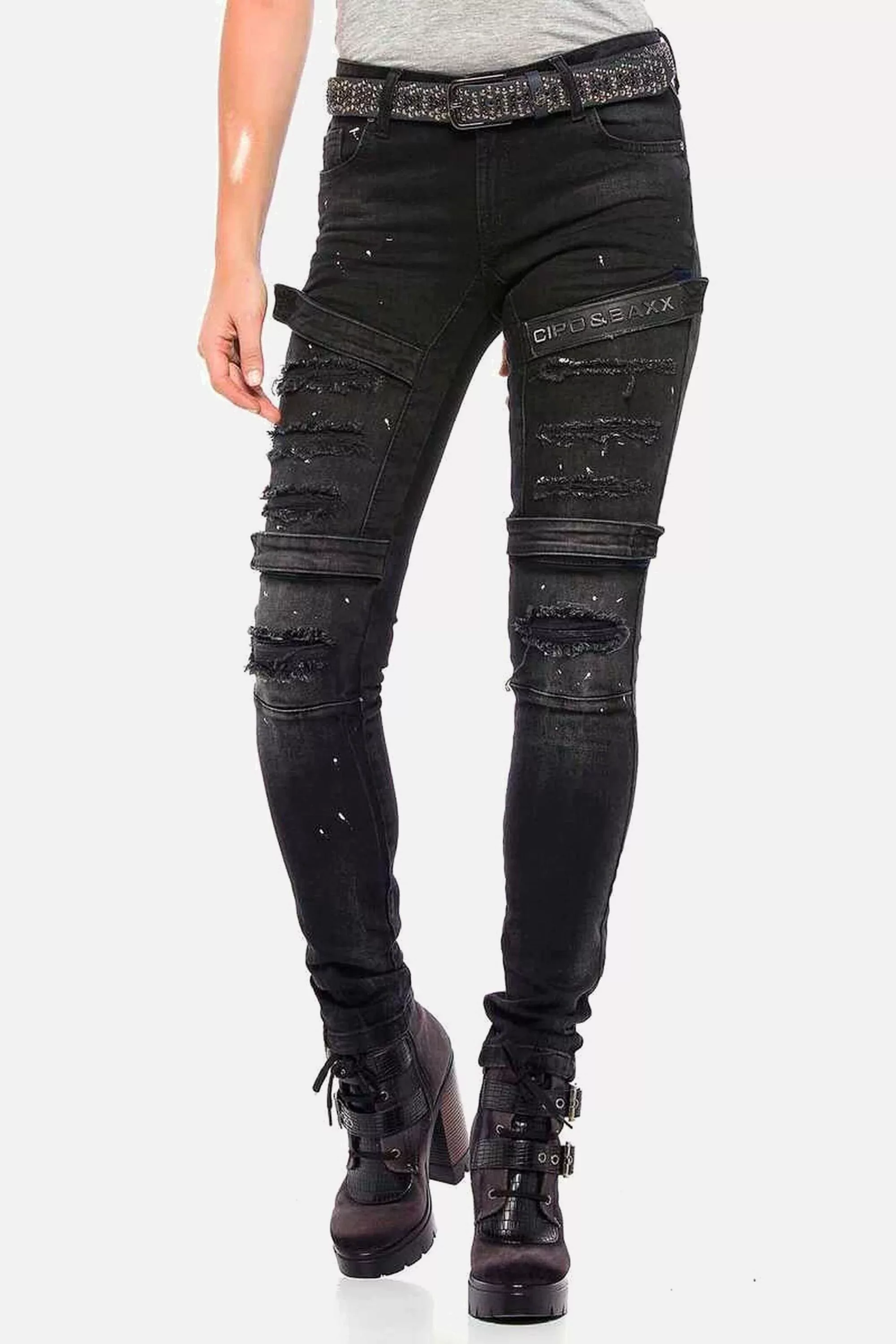 Cipo & Baxx Slim-fit-Jeans "Jeans", im coolen Biker-Look in Skinny Fit, WD3 günstig online kaufen