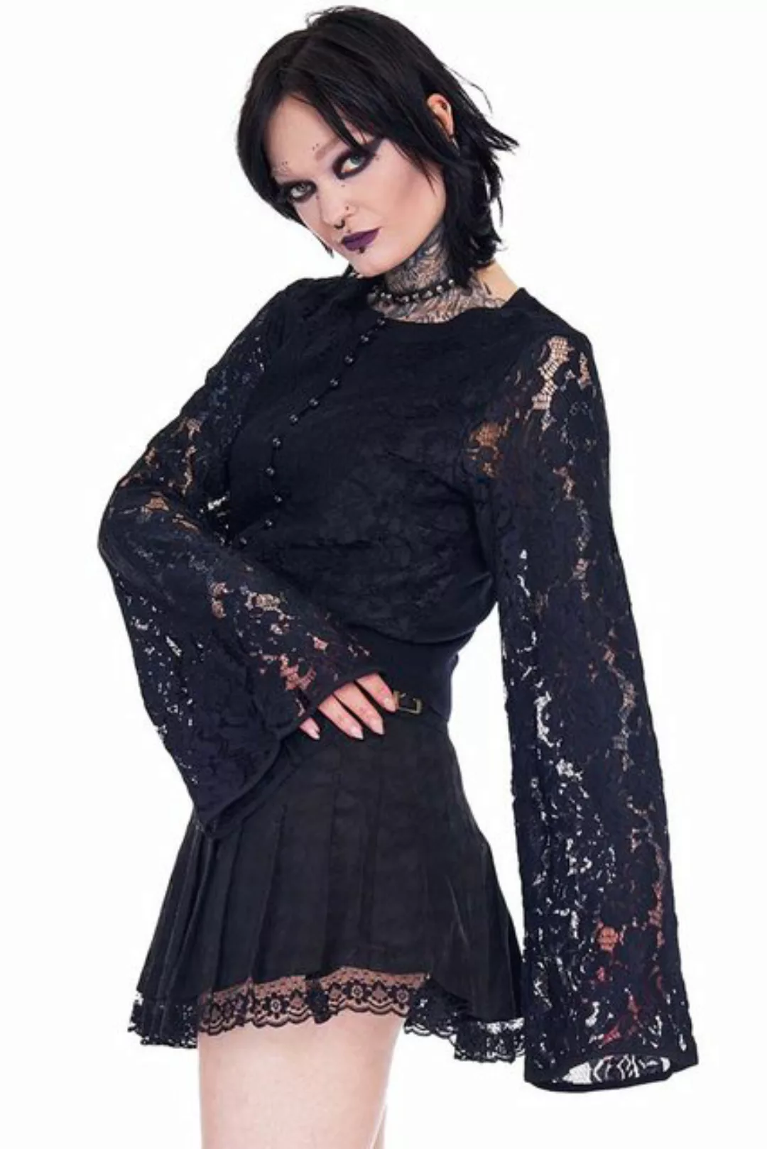 Jawbreaker Strickjacke Lace Flare Sleeve Cardigan Goth Gothic Grufti Spitze günstig online kaufen