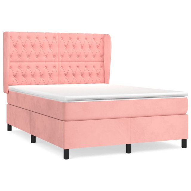 vidaXL Boxspringbett Boxspringbett mit Matratze Rosa 140x200 cm Samt Bett B günstig online kaufen