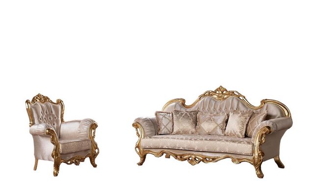 JVmoebel Sofa, Beige Chesterfield Klassische Sofagarnitur 3+1 stilvolles De günstig online kaufen