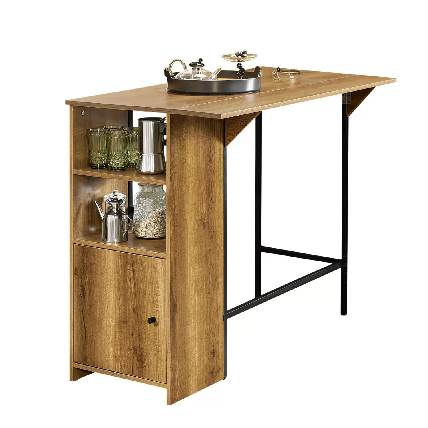 SoBuy Bartisch mit erweiterbarer Arbeitsfläche Holz Metall Vintagebraun FWT günstig online kaufen