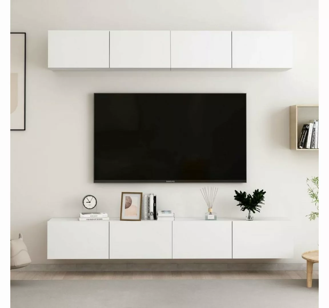 furnicato TV-Schrank TV-Schränke 4 Stk. Weiß 100x30x30 cm Holzwerkstoff günstig online kaufen