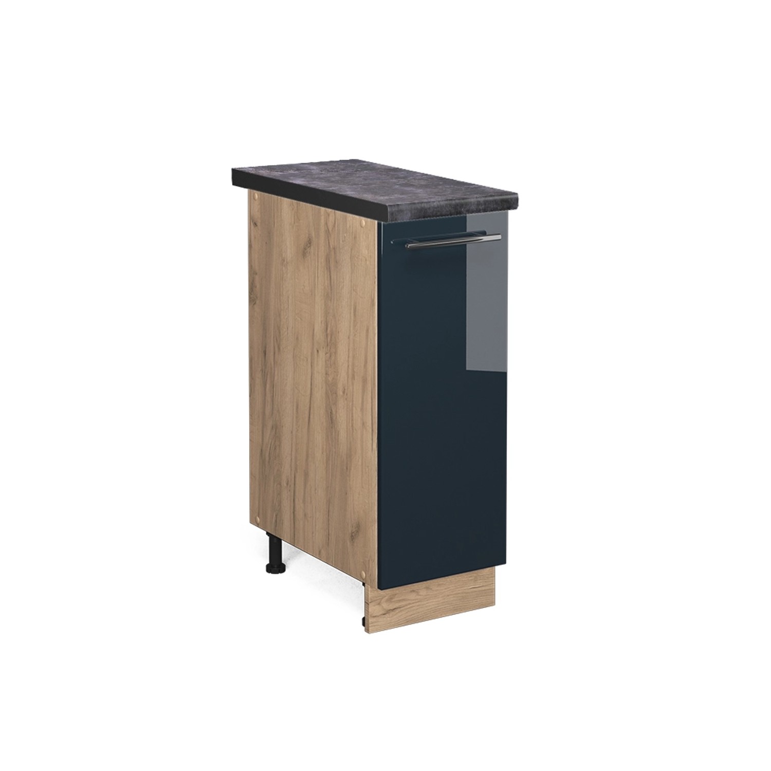 Vicco Apothekerschrank Fame-Line Dunkelblau Hochglanz/Goldkraft Eiche 30 cm günstig online kaufen