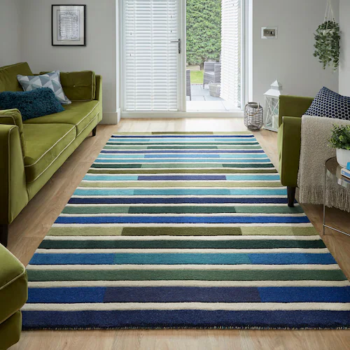 FLAIR RUGS Wollteppich »Piano«, rechteckig, gestreift, rechteckig günstig online kaufen