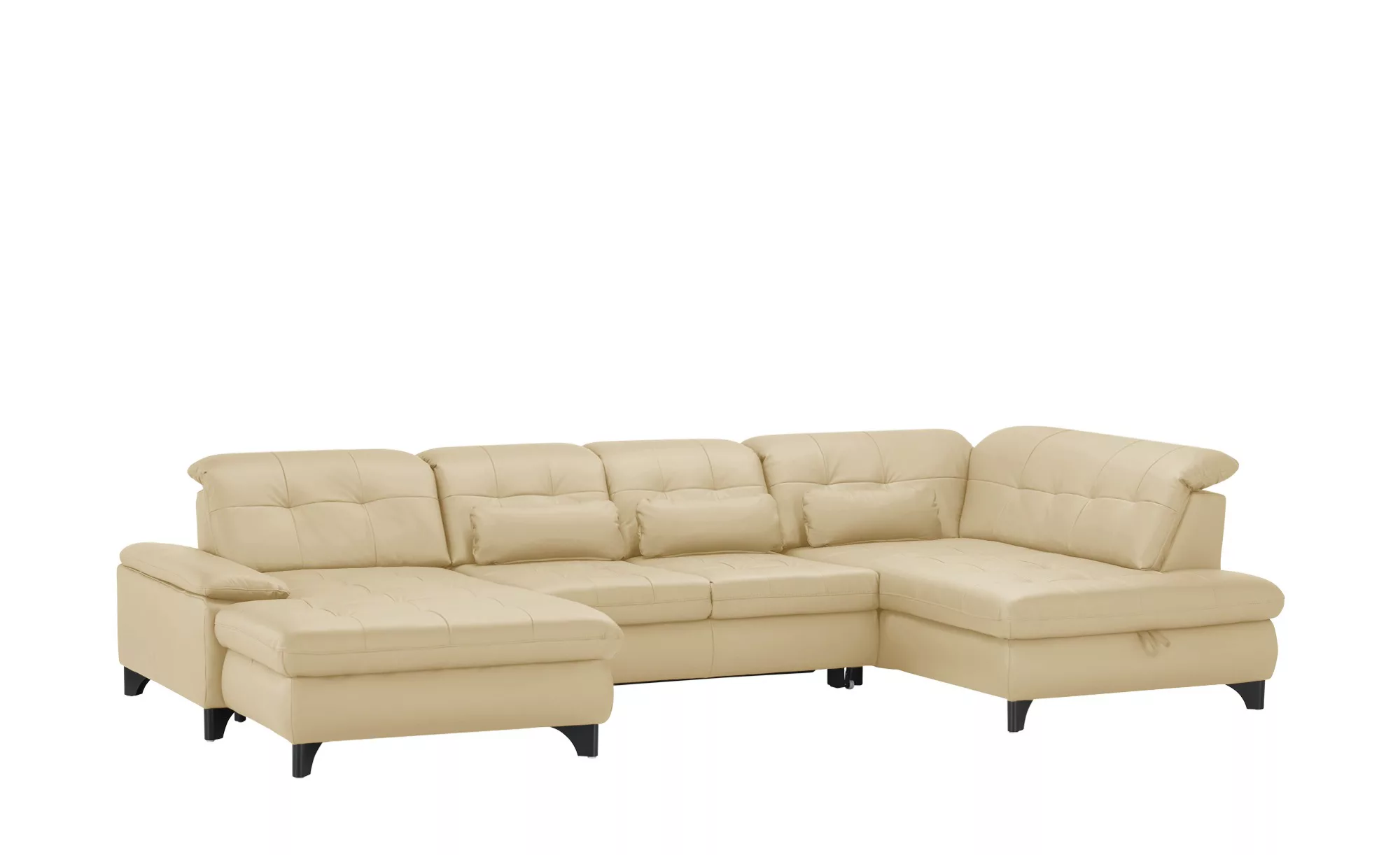 Lounge Collection Wohnlandschaft Leder  Jona ¦ beige ¦ Maße (cm): B: 368 H: günstig online kaufen